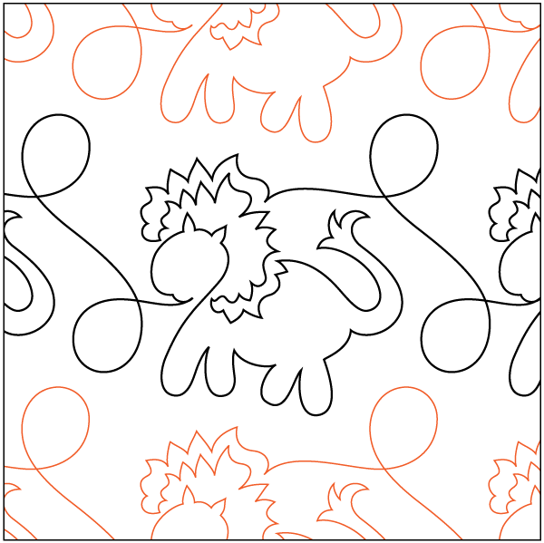 Lion Crackers longarm quilting stitch pattern, item AN-017