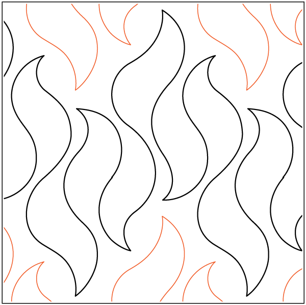 Aqua Flame longarm quilting stitch pattern, item MI-002