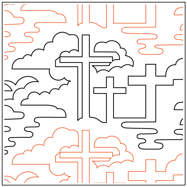 Three Crosses longarm quilting stitch pattern, item MI-011