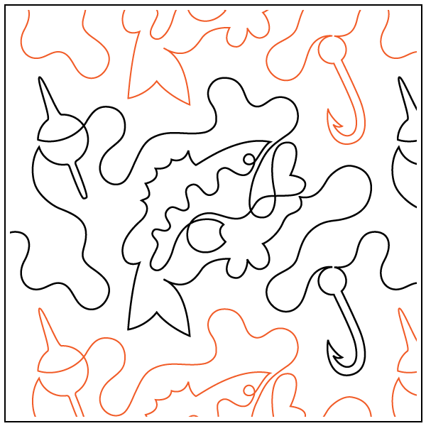 Trophy Bass longarm quilting stitch pattern, item SP-005