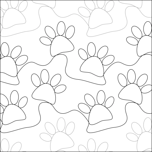 Rizzo's Paw Prints longarm quilting stitch pattern, item AN-021