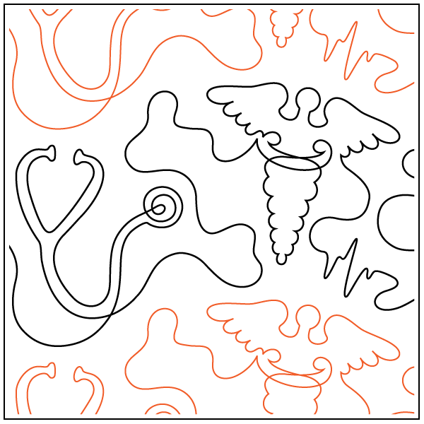 Caduceus longarm quilting stitch pattern, item IN-001