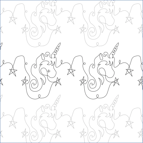 Ava's Unicorn longarm quilting stitch pattern, item AN-001