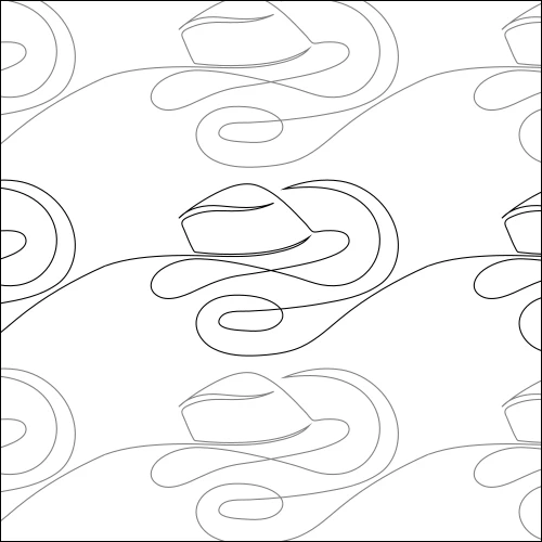 Cowboy Hat Lasso longarm quilting stitch pattern, item MI-004