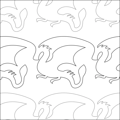 Flying Dragons longarm quilting stitch pattern, item AN-011