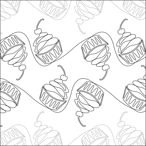 Cherry Cupcakes longarm quilting stitch pattern, item FO-001