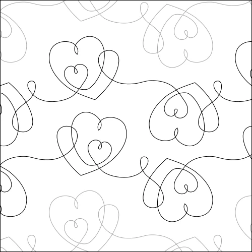 Heart Flip longarm quilting stitch pattern, item MI-007