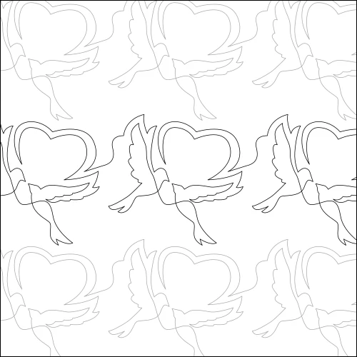 Love Birds longarm quilting stitch pattern, item WD-001