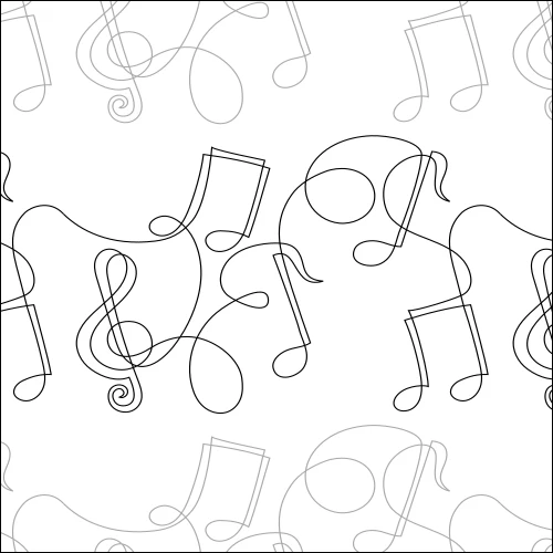 Music Notes longarm quilting stitch pattern, item MU-001
