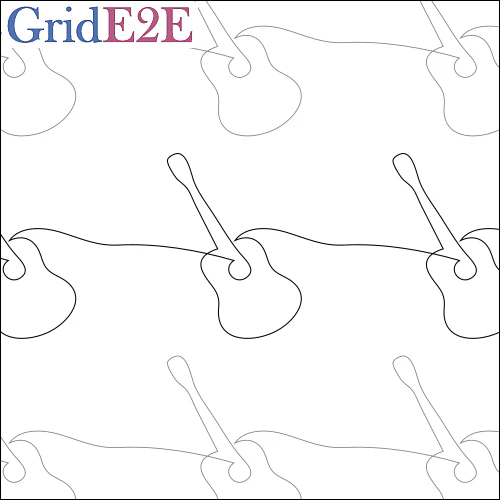 Musical Guitar longarm quilting stitch pattern, item MU-002
