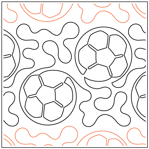 Soccer Ball Meander longarm quilting stitch pattern, item SP-004