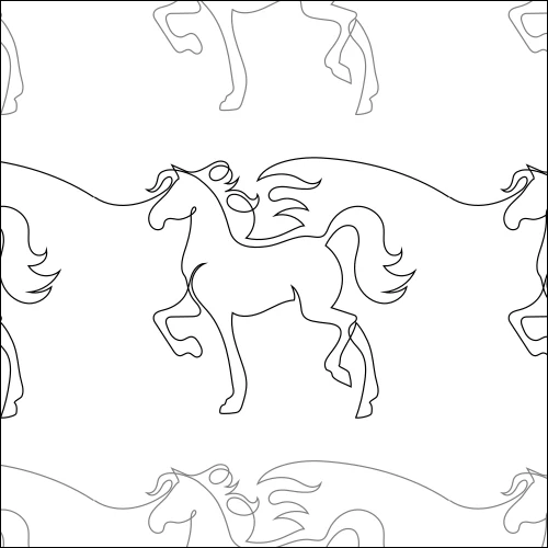 Stallion Horse Cimmaron longarm quilting stitch pattern, item AN-023