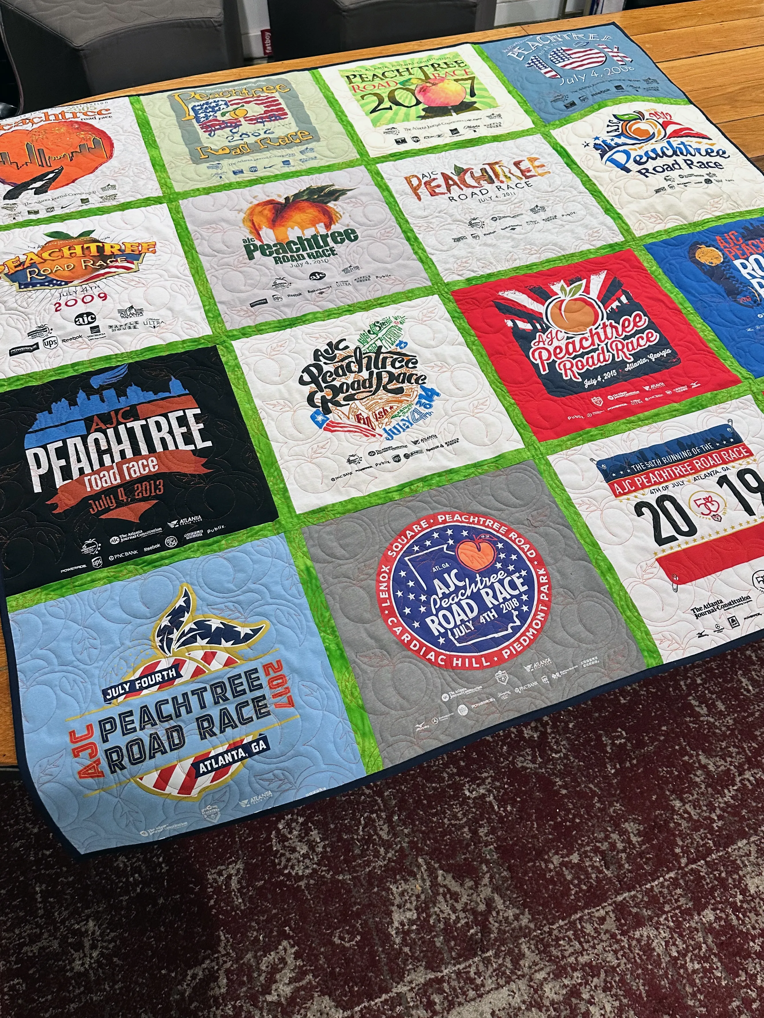 Professionally bound quilt edge with clean mitered corners by Quilts by Big Wes