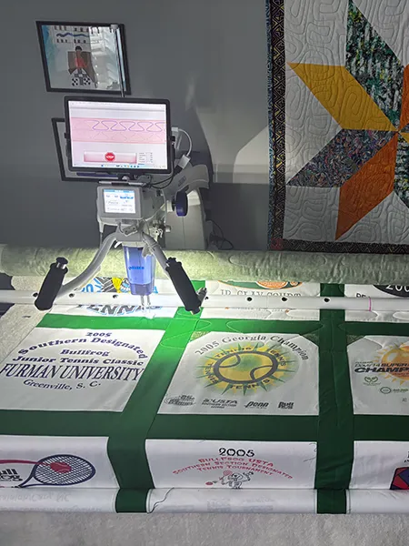 Longarm quilting machine in the studio at Quilts by Big Wes, Atlanta, GA