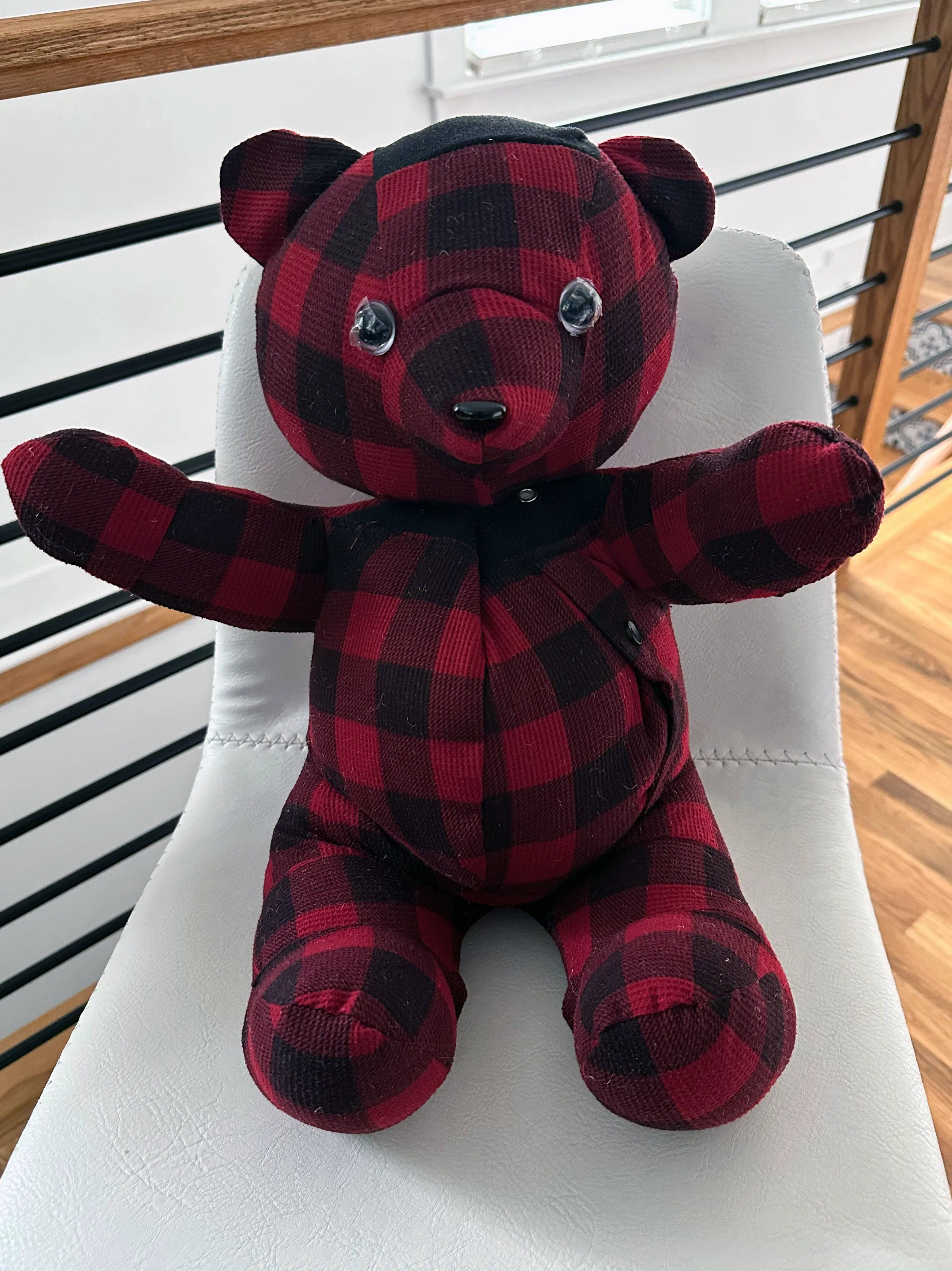 Handmade memory bear made from a loved one's clothing