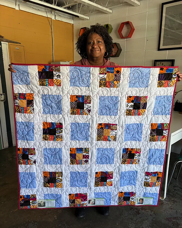 Custom memory quilt made from a loved one's clothing, handmade in Atlanta by Quilts by Big Wes