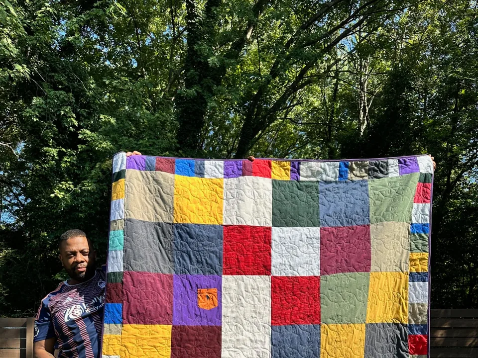 Custom t-shirt quilt made for Kelly Brown-Morris's son by Quilts by Big Wes